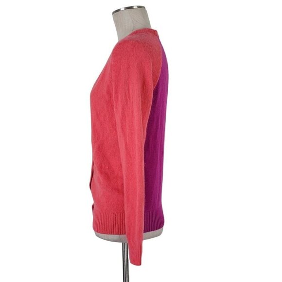 Gap V Neck Button Cardigan Women Size M Angora Rabbit Hair Blend Colorblock - Picture 3 of 11